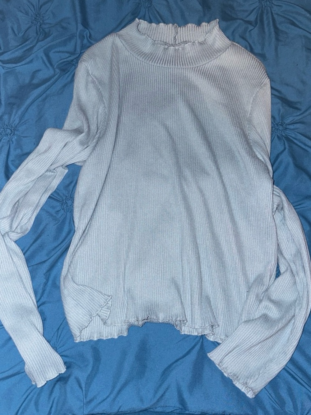 American Eagle Outfitters Light Blue Ribbed Mock Neck Sweater